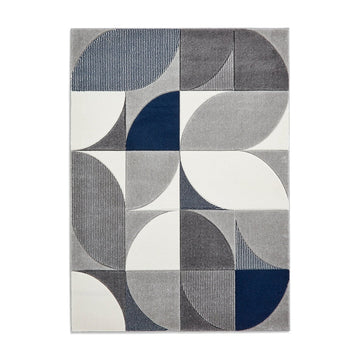 Matrix MT63 Modern Geometric Carved Soft Textured Easy-Care Durable Polypropylene Short Pile Cream/Grey/Navy Rug-Think Rugs-Rug Love - The Most Loved Rug Store